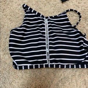 black and white swimsuit top